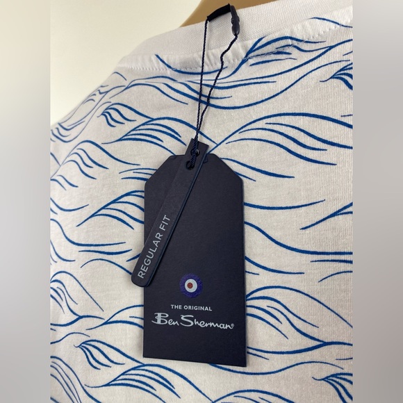 Ben Sherman Men's The Original T-Shirt, Regular Fit, Size XL, White/Blue (NWT) - Picture 11 of 12